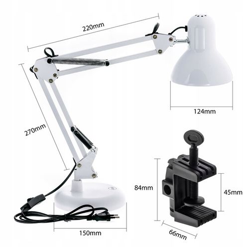 Lampka LED na E27 Biurkowa Lampa Szkolna Nocna Kreślarska Regulowana Uchwyt na Arena.pl