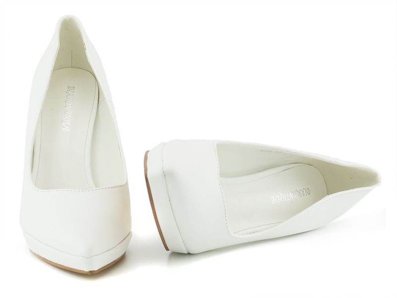 Białe szpilki na platformie eko skóra 39 zdjęcie 5