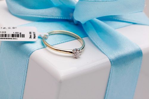 klasyczny pierścionek zaręczynowy z brylantem 0,10ct na Arena.pl