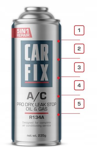 GAZ DO KLIMATYZACJI R134A CARFIX Czynnik Olej Uszczelniacz Osuszacz 5w1 na Arena.pl