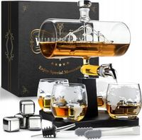 2 x ZESTAW DO WHISKY WHISKEY KARAFKA 1100ML + 4 SZKLANKI PREZENT DLA MĘŻCZY