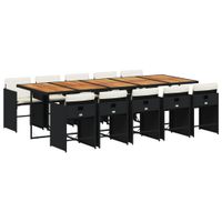 11-cz. zestaw mebli do ogrodu, z poduszkami, czarny rattan PE