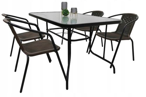 ZESTAW MEBLI OGRODOWYCH NA BALKON STÓŁ 120x70 +4x KRZESŁA LORETTO BRĄZ MIX na Arena.pl