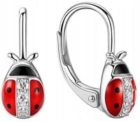 Srebrne kolczyki dla dziewczynki dzieci biedronki angielskie srebro 925