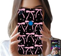 ETUI DO HUAWEI Y6S - CZARNO RÓŻOWE WSTĄŻKI KOKARDKI WSTĄŻKA