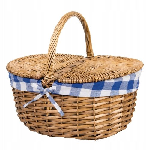 KOSZ NA PIKNIK KOSZYK PIKNIKOWY WIKLINOWY DUŻY MOCNY GRANATOWY Z RĄCZKĄ na Arena.pl