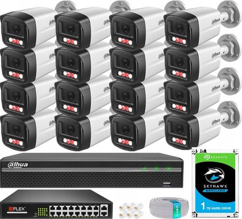 Zestaw Monitoringu DAHUA 16 Kamer 4MPx 2K+ Dual Light 30m Zewnętrzny PoE na Arena.pl
