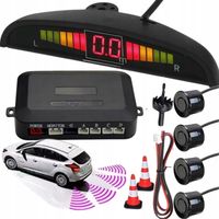 CZUJNIKI PARKOWANIA TYŁ PRZÓD X4 CZUJNIKI COFANIA LED LCD DŁUGIE PRZEWODY