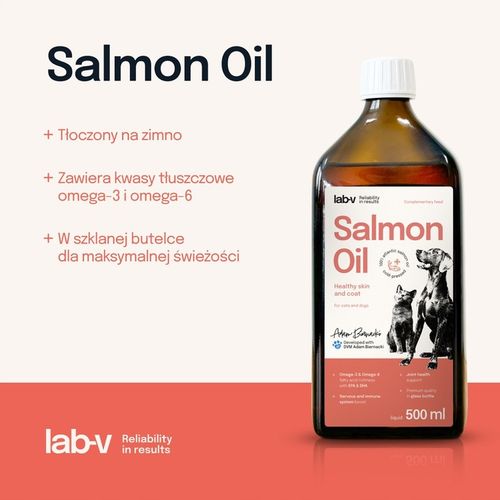 Lab-v Salmon Oil Olej z łososia 100% dla psa i kota 500 ml + pompka na Arena.pl