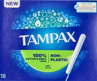 TAMPAX TAMPONY Z APLIKATOREM BEZ PLASTIKU SUPER 18 SZT