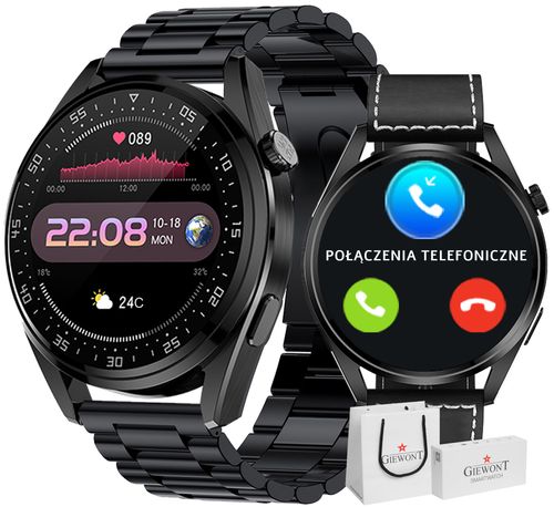 Smartwatch Giewont Vertex SmartCall GW450-2 Carbon/Carbon Leather na Arena.pl