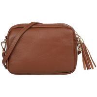 VERA PELLE torebka damska skórzana listonoszka z paskiem V491 brązowa