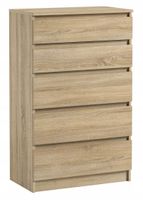 Komoda Szafka 5 Szuflad Do Sypialni Pari 70 x 40 x 112 CM Dąb Sonoma