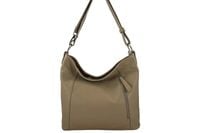 Pojemny skórzany worek na ramię - Beżowy