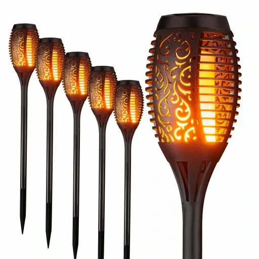6x Lampa solarna LED POCHODNIA efekt OGIEŃ PŁOMIEŃ zdjęcie 1