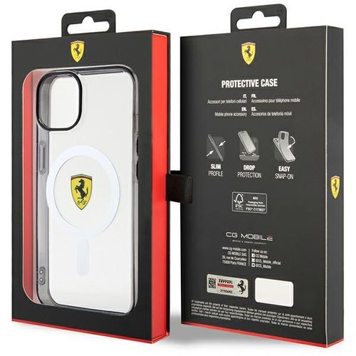 Etui Ferrari do iPhone 15, iPhone 14, iPhone 13, Przezroczysty MagSafe na Arena.pl