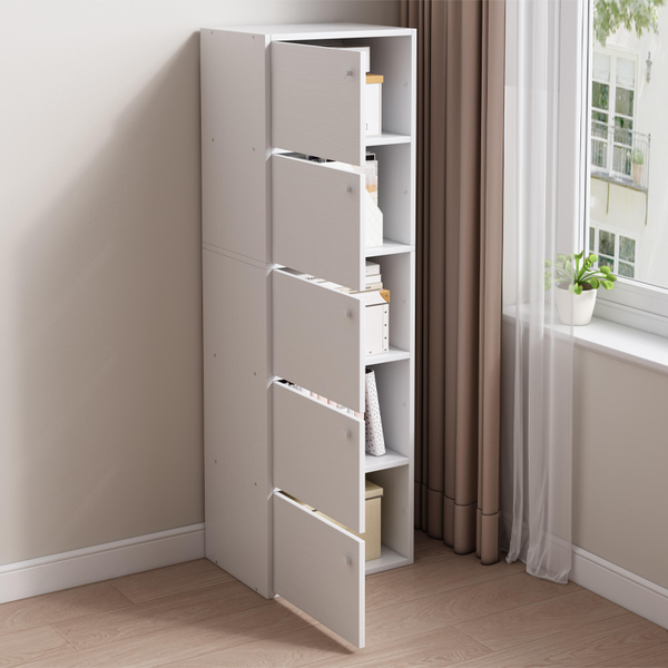 NOWOCZESNA POJEMNA KOMODA SZAFKA DUŻA BIAŁA SKANDYNAWSKI LOFT RETRO 5 PÓŁEK zdjęcie 8