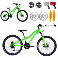 ROWER GÓRSKI MTB 24 CALI NA KOMUNIĘ AMORTYZACJA HAMULCE TARCZOWE 130-145cm