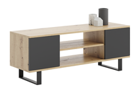 Szafka RTV Focus 155 cm - nogi metalowe Dąb artisan czarny