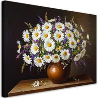 Obraz do salonu sypialni, Margaretki bukiet polnych kwiatów 100x70