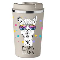 KUBEK TERMICZNY Premium beżowy prezent dzień kobiet NO DRAMA LAMA KT_452_b