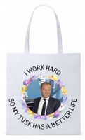 Donald Tusk Platforma Torba Eco Biała Shopper Z Nadrukiem Ze Zdjęciem