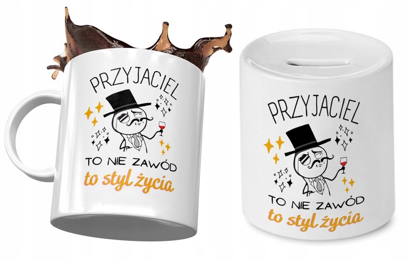 Przyjaciela Zestaw Kubek + Skarbonka Na Prezent Z Nadrukiem Ze Zdjęciem zdjęcie 1