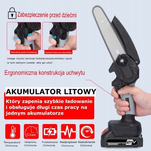 PIŁA ŁAŃCUCHOWA AKUMULATOROWA PILARKA 6" 2x AKUMULATOR 21V + WALIZKA na Arena.pl