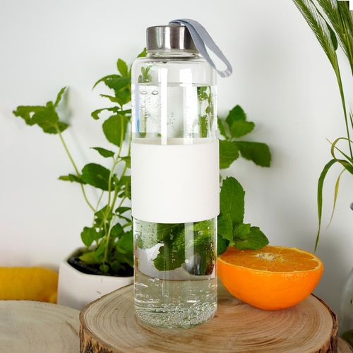 Butelka na wodę szklana biała 600 ml na Arena.pl