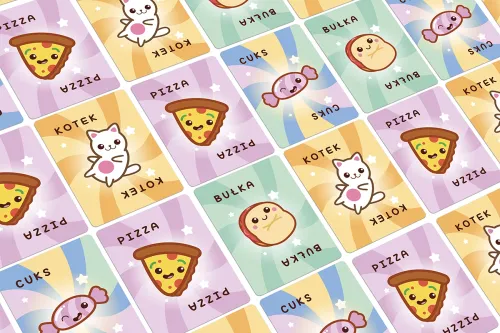 Gra karciana dla dzieci - Bułka, Kotek, Pizza - Zgadywanka dla najmłodszych na Arena.pl