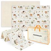 Mata piankowa Mamabrum dwustronna składana 180 x 120 cm miasto i beż