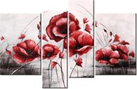 130CM 85 OBRAZ 4 ELEM CZERWONE MAKI ŚCIENNY