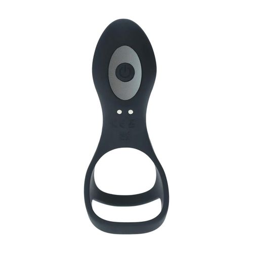Vibrating Silicone Cock And Ball Ring With Shaft Loop - Black na Arena.pl