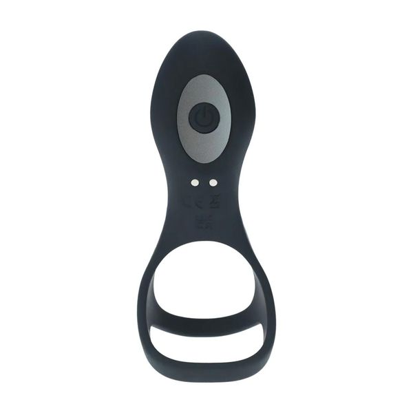 Vibrating Silicone Cock And Ball Ring With Shaft Loop - Black zdjęcie 5