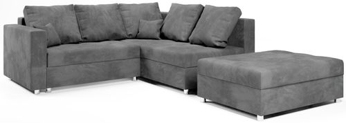 Kanapa Narożnik z Funkcją Spania i Pojemnikiem Mini Prince Szary Prawy na Arena.pl