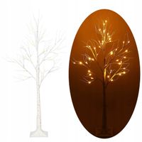 DRZEWKO BRZOZA 48LED ŚWIĄTECZNE LAMPKI ŚWIECĄCE OZDOBNE 120cm CIEPŁE BIAŁE