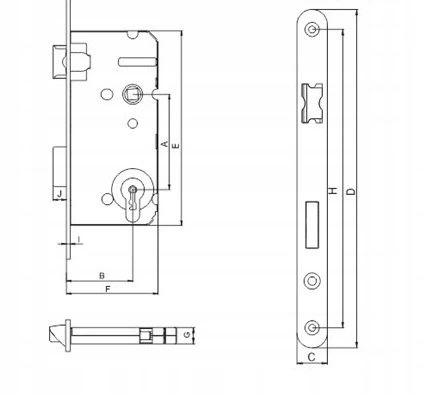 Zamek wpuszczany YETI 72/55 WC LEWY CZOŁO 235mm na Arena.pl