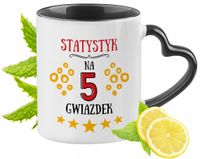 Kubek Czarny Z Uszkiem W Kształcie Serca Dla Statystyka Na Prezent