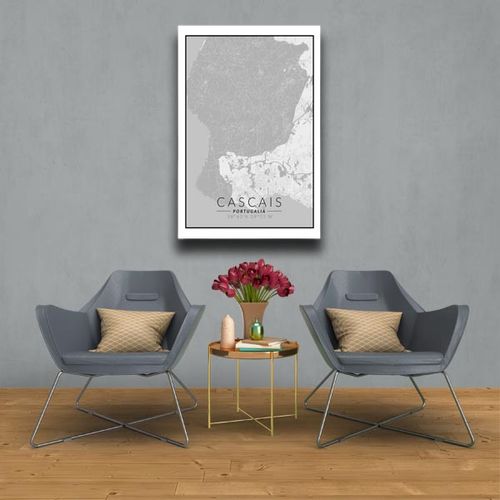 Cascais mapa czarno biała - obraz na płótnie 70x100 cm na Arena.pl