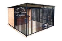 Kojec dla Psów 3x3m drewniana podłoga Zabudowane ściany miski ID586