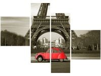 OBRAZ CZERWONY CITROEN 2CV WIEŻĄ EIFFLA