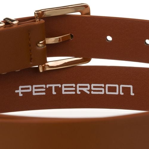 wąski pasek damski ze skóry ekologicznej w jasnobrązowym kolorze - na Arena.pl