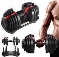 HANTLE REGULOWANE ŻELIWNE HANTEL 2,5-24KG + STOJAK szybka płynna