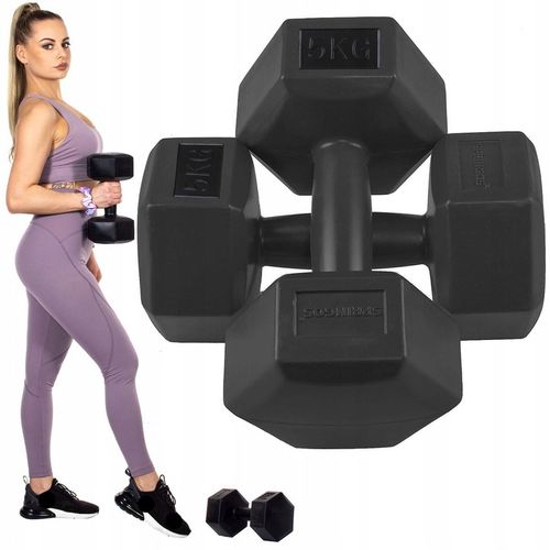 HANTLE 2x5kg ZESTAW CIĘŻARKI HANTELKI DO ĆWICZEŃ W DOMU HEKSAGONALNE na Arena.pl