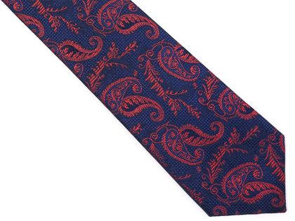 Granatowy krawat męski w paisley C20