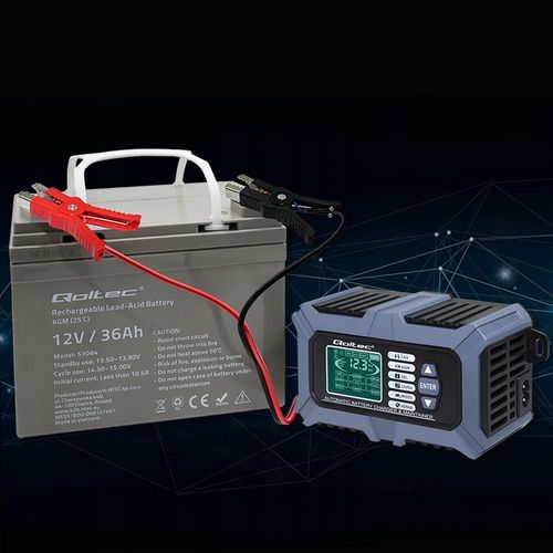 Cyfrowy tester miernik baterii z ładowarką 6A 12V 24V z funkcją naprawy na Arena.pl