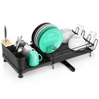 Ociekacz Suszarka na Naczynia Sztućce Talerze Kubki Rozsuwana Czarna Metal