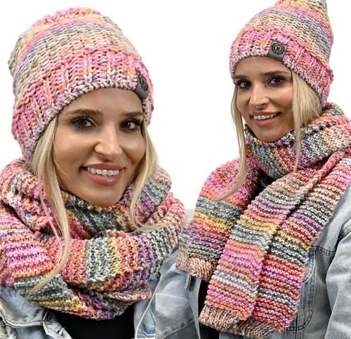 Zimowy Komplet Kolorowy Gruby Czapka Szal Wz1 na Arena.pl