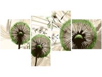 100 55CM OBRAZ 4 ELEM DMUCHAWCE ZIELENI PŁÓTNO DRUK