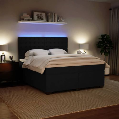 Łóżko kontynentalne z materacem, czarne, 180x200 cm, aksamit na Arena.pl